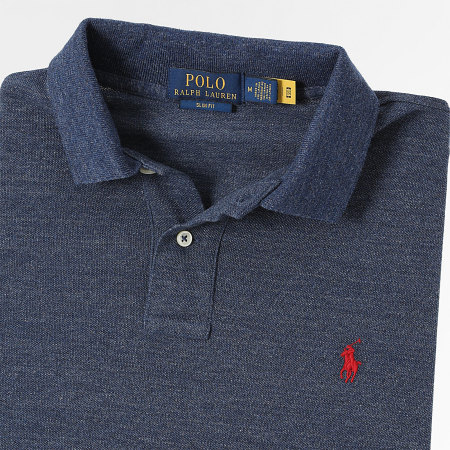 Polo Ralph Lauren - Marineblauw Piqué Slim Katoenen Poloshirt met Korte Mouwen