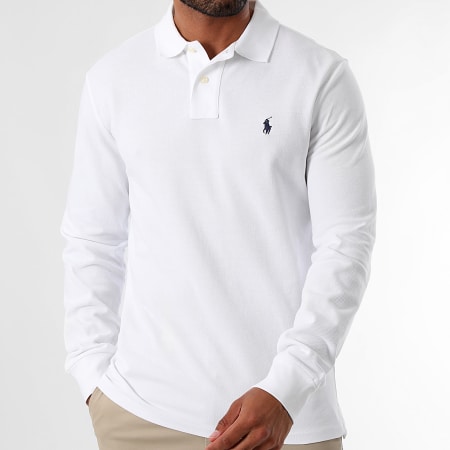 Polo Ralph Lauren - Polo Slim a manica lunga Original Player Bianco