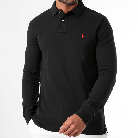 Polo Ralph Lauren - Polo personalizado de manga larga Slim Original Player Negro