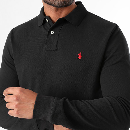 Polo Ralph Lauren - Polo personalizado de manga larga Slim Original Player Negro