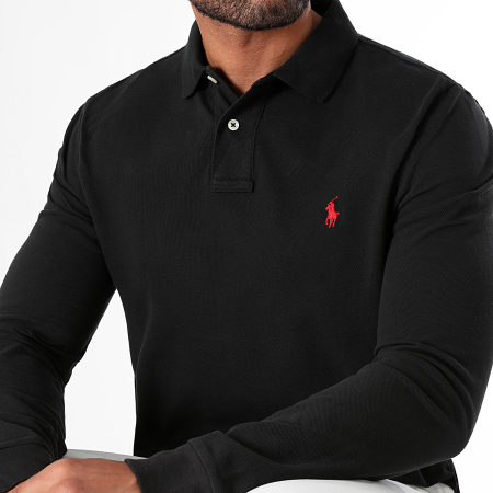 Polo Ralph Lauren - Polo personalizado de manga larga Slim Original Player Negro