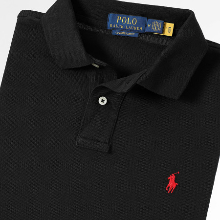 Polo Ralph Lauren - Polo Slim a manica lunga personalizzata Original Player Nero