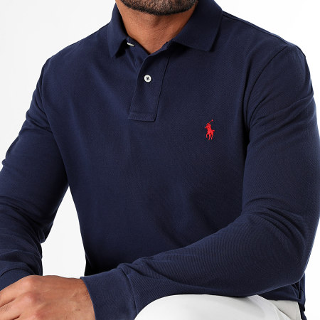 Polo Ralph Lauren - Polo Slim a manica lunga personalizzata Original Player Navy Blue