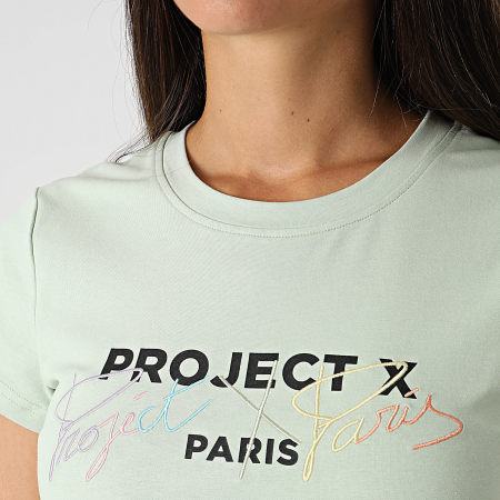 Project X Paris - Tee Shirt Col Rond Femme F221119 Vert Clair