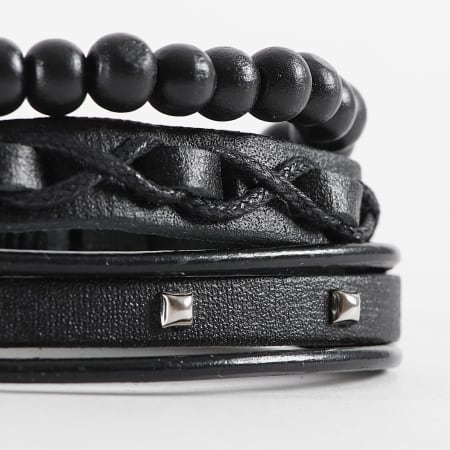 Frilivin - Lot De 3 Bracelets Noir Argenté