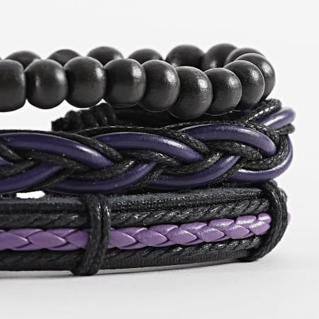 Frilivin - Lot De 3 Bracelets Noir Violet