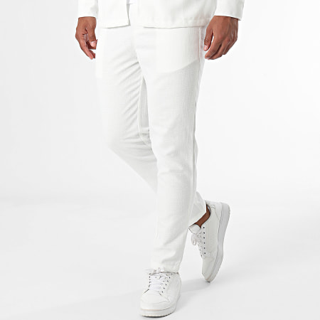 Frilivin - Conjunto de camisa y pantalón blancos