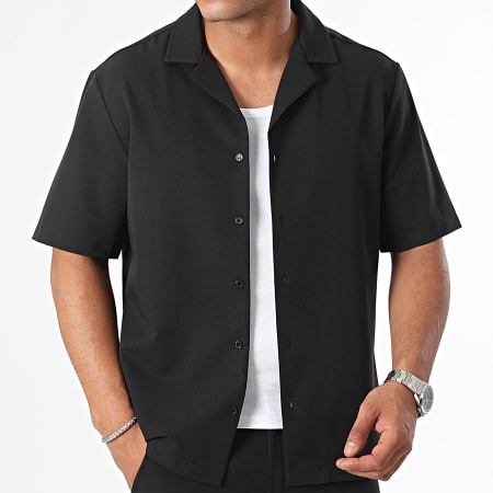 Frilivin - Camicia nera a maniche corte e set di pantaloni Chino