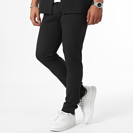 Frilivin - Conjunto de camisa negra de manga corta y pantalón chino