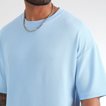 LBO - Tee Shirt Texturé Waffle Large 1387 Bleu Clair