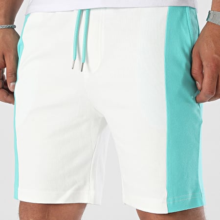 Frilivin - Short Jogging Blanc Bleu Turquoise