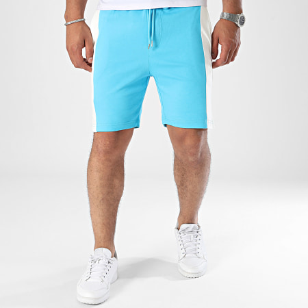 Frilivin - Pantaloncini da jogging bianchi e blu chiaro