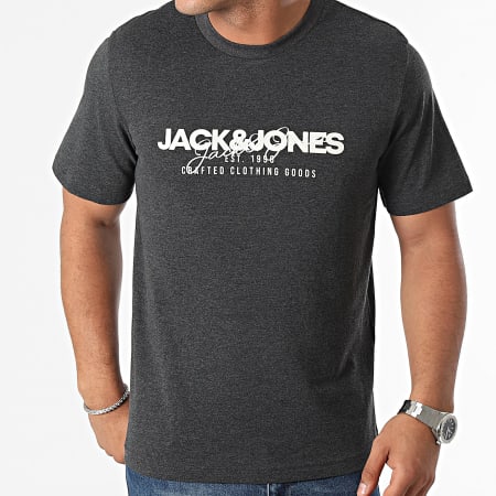 Jack And Jones - Juego de 3 camisetas Alvis gris marengo jaspeado verde marino caqui jaspeado