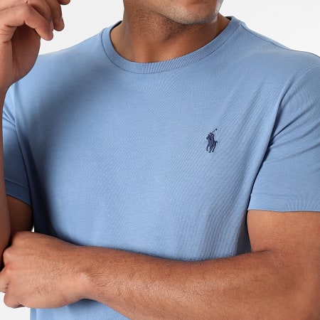 Polo Ralph Lauren - Tee Shirt Custom Slim Fit Original Player Bleu