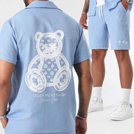Teddy Yacht Club - Maison De Couture Conjunto Verano Camisa Manga Corta Y Pantalón Corto Azul Claro