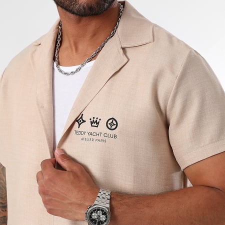 Teddy Yacht Club - Maison De Couture Conjunto de verano de camisa de manga corta y pantalón corto beige