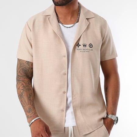 Teddy Yacht Club - Maison De Couture Conjunto de verano de camisa de manga corta y pantalón corto beige