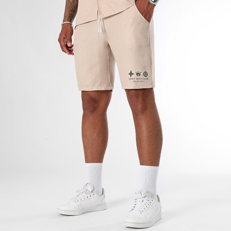 Teddy Yacht Club - Maison De Couture Conjunto de verano de camisa de manga corta y pantalón corto beige