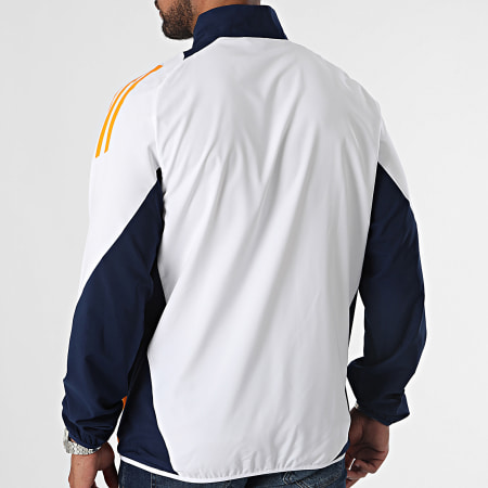 Adidas Sportswear - Veste Zippée A Bandes Real Madrid IT5148 Blanc Bleu Marine Orange