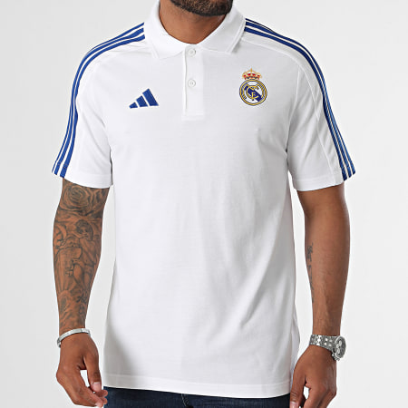 Adidas Sportswear - Polo Manches Courtes A Bandes Real Madrid IT3813 Blanc