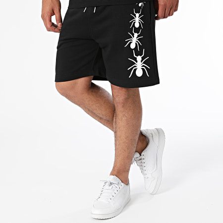 Anthill - Conjunto de camiseta y pantalón corto gótico en blanco y negro