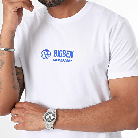 Big Ben - Tee Shirt Logo Vertical Blanc Bleu Roi