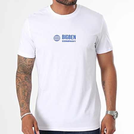 Big Ben - Camiseta Blanca Azul Real Logo Vertical