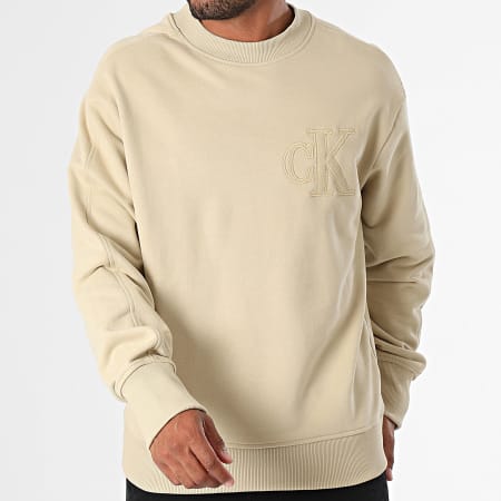 Calvin Klein - Sudadera cuello redondo 5634 Beige