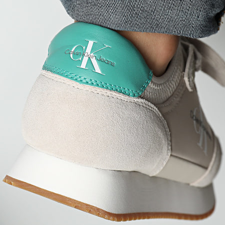 Calvin Klein - Baskets Runner Sock Laceup 0553 Eggshell Bahama Green