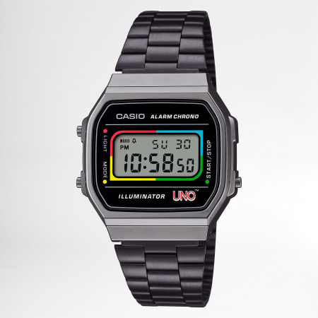 Casio - Orologio vintage UNO A168WEUC-1AER Argento Nero