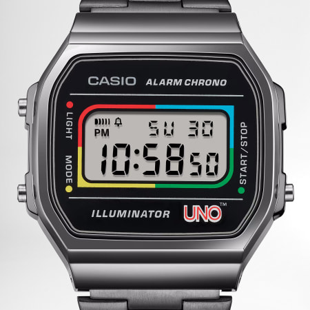 Casio - Orologio vintage UNO A168WEUC-1AER Argento Nero