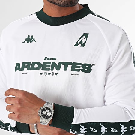 Kappa - Camiseta Manga Larga Auténtica Les Ardentes 341Y8DW Blanco Verde Oscuro