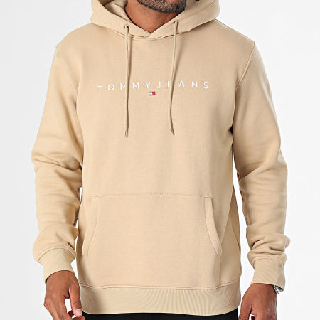 Tommy Jeans - Sudadera con capucha Linear Logo 7985 Beige