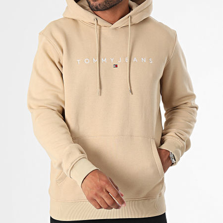 Tommy Jeans - Felpa con cappuccio Linear Logo 7985 Beige