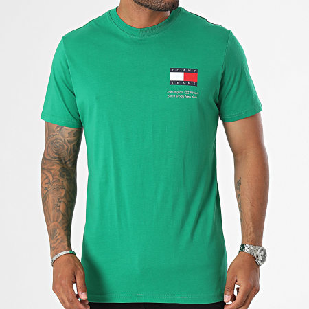 Tommy Jeans - Tee Shirt Slim Essential Flag 8263 Vert