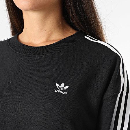 Adidas Originals - Camiseta de mujer con cuello redondo y rayas IR5522 Negro