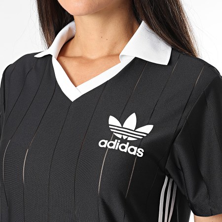 Adidas Originals - Robe Tee Shirt Col V Femme IX5510 Noir Blanc