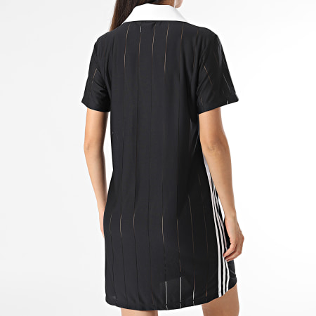 Adidas Originals - Vestido Camiseta Cuello V Mujer IX5510 Negro Blanco