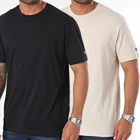 Champion - Lote de 2 camisetas 220267 Taupe Negro