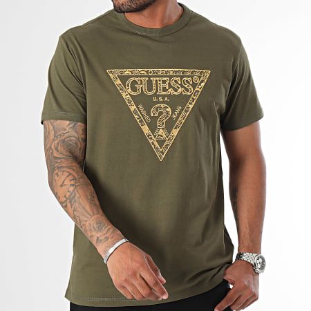 Guess - T-shirt M4YI26-K8FQ4 Khaki Groen Goud