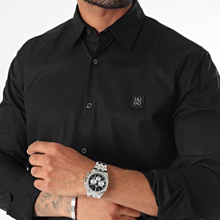 HUGO - Camisa de manga larga Ermo 50505315 Negro