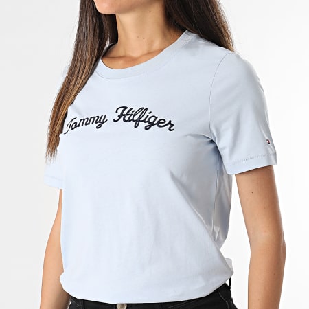 Tommy Hilfiger - Camiseta Reg Script 2589 Azul Claro, Mujer