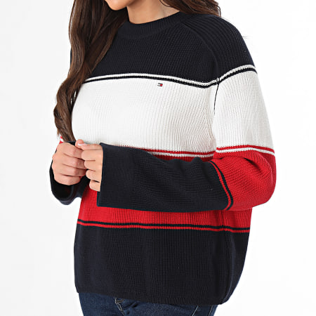 Tommy Hilfiger - Maglione donna Cardi Stitch 0751 Navy White Red