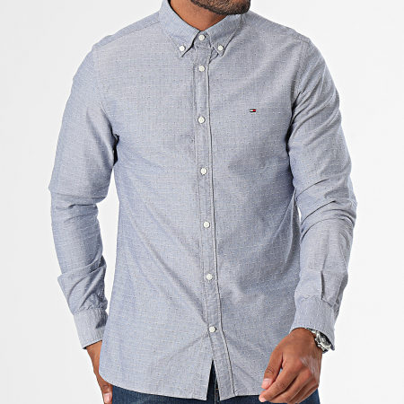Tommy Hilfiger - Chemise Manches Longues Oxford Dobby 5769 Bleu Marine Chiné
