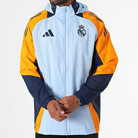 Adidas Sportswear - Veste Zippée Capuche Real Madrid IT5114 Bleu Clair Bleu Marine Orange