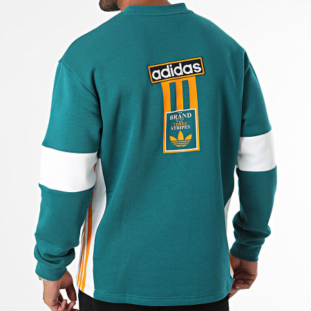 Adidas Originals - Sudadera cuello redondo Adibreak Crew IW5813 Azul Pato Blanco Naranja