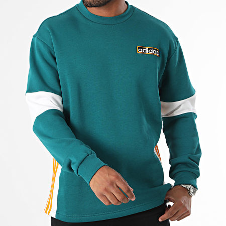 Adidas Originals - Sudadera cuello redondo Adibreak Crew IW5813 Azul Pato Blanco Naranja