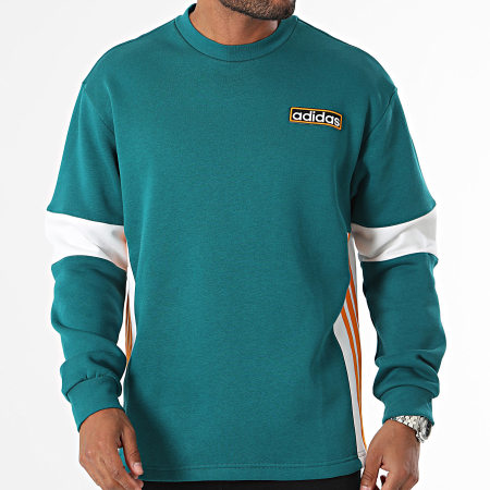 Adidas Originals - Sudadera cuello redondo Adibreak Crew IW5813 Azul Pato Blanco Naranja