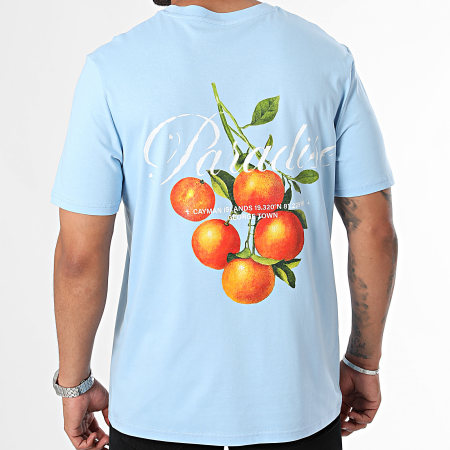 Luxury Lovers - Tee Shirt Oversize Large Paradise Orange Bleu Clair