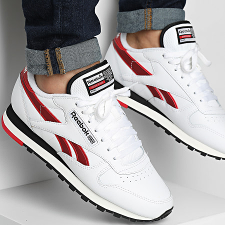 Scarpe da ginnastica classiche in pelle 100201077 Bianco Rosso Nero
